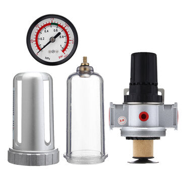 1/2" Mid Flow Air Compressor Regulator & Filter Combo With Gauge Manual Drain 150psi