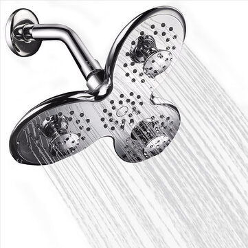 4-way High-Pressure 9.5 Inch Rainfall Shower Head Trident Shape Massage Top Spray Showerhead