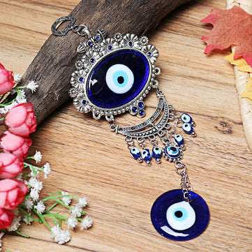 Turkish Oval Blue Evil Eye Amulet Wall Hanging Car Decor Blessing Protector Decorations