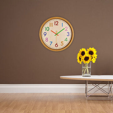 HC-40 Decorative Accurate Time Wood Grain Colorful Silent Quartz Hanging Wall Clock