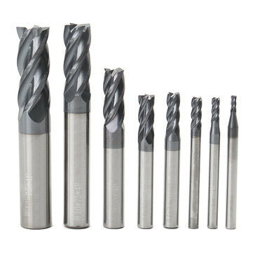 Drillpro 8pcs 2-12mm 4 Flutes Carbide End Mill Set Tungsten Steel Milling Cutter