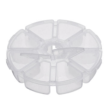 Round 8 Compartment Box 10cm Clear Bead DIY Craft Jewelry Parts Storage Organizer Container Case