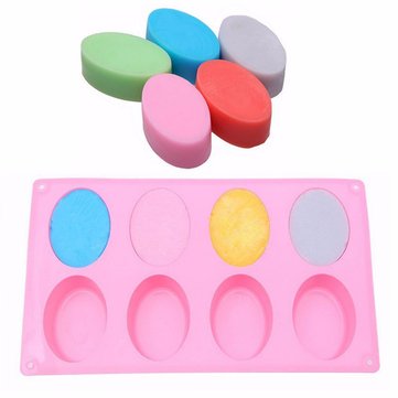 8-Cavity Oval Soap Mold Silicone Chocolate Mould Tray Homemade Muffin Making Tool Baking Mould