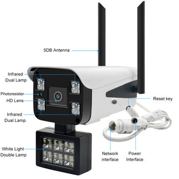 GUUDGO 10LED 1080P Wireless Security IP Camera WiFi Camera Night Vision Full Color Outdoor IP66 Wate