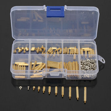 Suleve M2BT1 270Pcs M2 Male Female Knurled Brass Round Thread Column Standoff Spacer Pillar PCB B