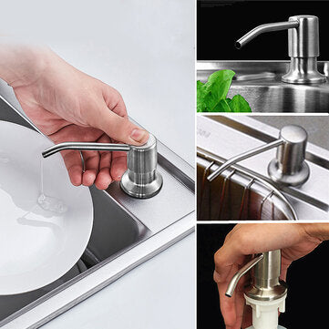 350ML Kitchen Bathroom Sink Liquid Soap Dispenser Cleanser Essence Hand Sanitizer Brushed Nickel Hea