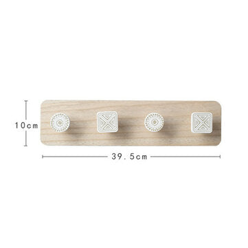 Wood Coat Hanger Wall Hook Clothes Hangers Key Holder Wall Mounted Coat Rack (SIZE 3: M)