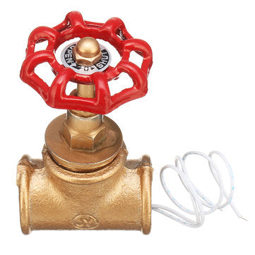 Vintage Steampunk 3/4`` Stop Valve Light Switch Red Handle W/ Wire For Pipe Lamp