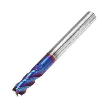 Drillpro 5pcs 3-8mm HRC65 Blue NACO Coated Milling Cutter 4 Flutes Tungsten Carbide Milling Cutter C