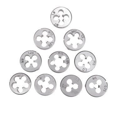 Drillpro 10Pcs Metric Circular Die Set M6/M7/M8/M10/M12 Thread Die for Screw Tap