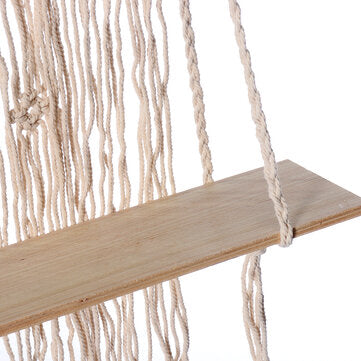 Wall Hanging Tapestry Rope Shelf Bohemian Handmade Wooden Floating Shelves Rack Home Office Decor Or