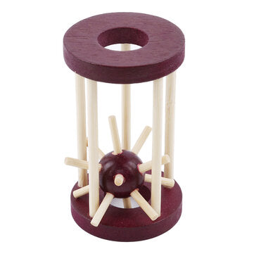 Wooden Intelligence Kong Ming Lock Take Out Spiked Ball Brain Teaser for Kids Adults Puzzle Toys Off