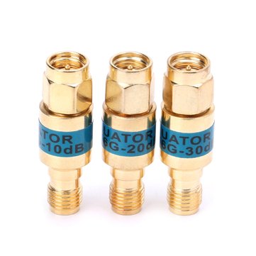 3Pcs 20DB 2W 0-6GHz Golden Attenuator SMA-JK Male to Female RF Coaxial Attenuator