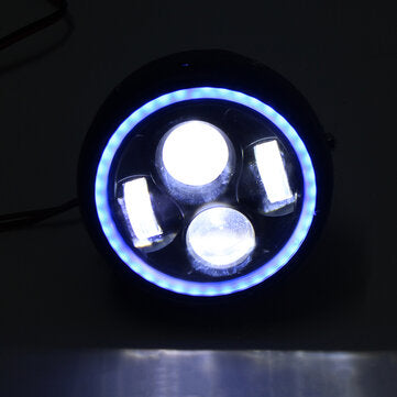 Motorcycle Cafe Racer COB LED Projector Angel Eye Headlights Lamp (COLOR.: BLUE)
