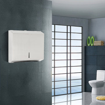 Stainless Steel Compact Hand Towel Paper Shelf Holder Dispenser With Lock Washroom Use