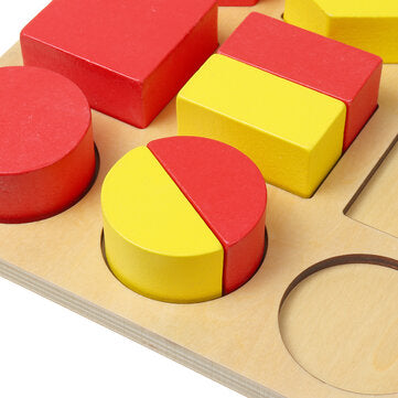 Wooden Geometric Blocks 3D Geometric Shapes Puzzle Kids Brain Development Early Educational Toys for