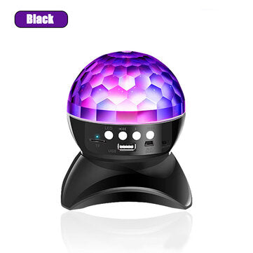 Wireless bluetooth Crystal Magic Ball Speaker Colorful Rotating Stage RGB LED Pro... (COLOR.: BLACK)