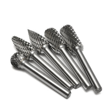 5pcs 6mm Shank Tungsten Carbide Burrs 12mm Head Rotary Cutter Engraving Bits Set