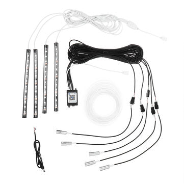 LED Car Interior Floor Lights Strip RGB 6M EL Optical Fiber Decoration Strip Light Lamp bluetooth Ap