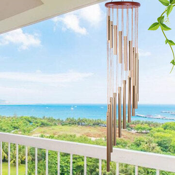 Scrub Aluminum Alloy Gold Tubes Wind Chime for Living Room Garden Yard Party