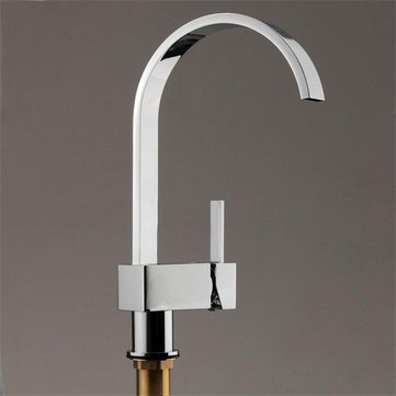 Square Chrome Brass Kitchen Bathroom Hot Cold Water Switch Basin Mixer Tap