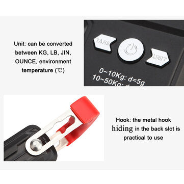WH-A23 Portable 50Kg/10g LCD Digital Display Backlight Hanging Hook Scale Double Accuracy Fishing Tr