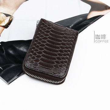High Quality Zipper Around Genuine Leather Crocodile Pattern Card Holder Wallets... (COLOR.: COFFEE)