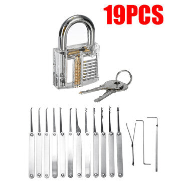 Unlocking Locksmith Practice Lock Pick Key Extractor Padlock Lockpick Tool Kits (STYLE: 19PCS)