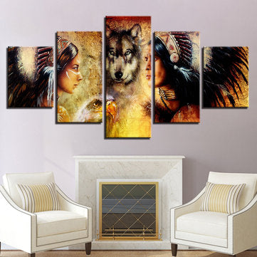 5Pcs Set Wolf Modern Canvas Print Paintings Wall Art Pictures Home Decor Unframed