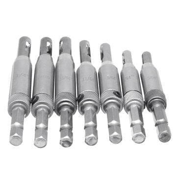 7pcs Self Centering Door Window Hinge Set Twist Wood Drill Bit Hole Puncher