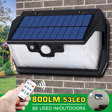 Bakeey 800LM 53LED Solar Remote Control Sensor Light Courtyard Wall Light