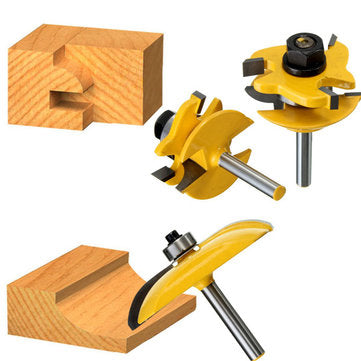 Drillpro RB15 3pcs 1/4 Inch Round Rail Stile Router Bits Wood Working Cutter