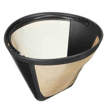Permanent Reusable #4 Cone Shape Coffee Filter Mesh Basket Gold Tone Coffee Accessories