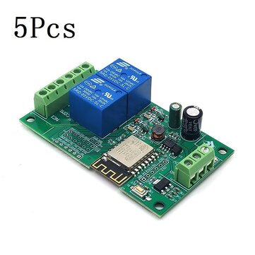 5Pcs 5V/8-80V Power Supply ESP8266 WIFI Dual Relay Module ESP-12F Development Board Secondary Develo