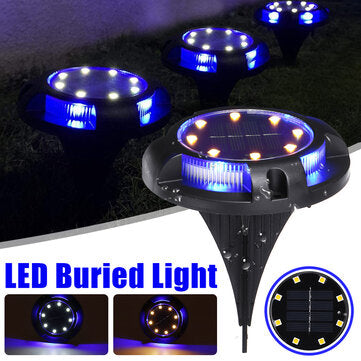 Solar Powered 12LED Buried Light Under Ground Lawn Lamp Outdoor Path Way... (LIGHT COLOR: WHITEBLUE)