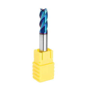 Drillpro 5pcs 2-6mm 4 Flutes Tungsten Carbide Milling Cutter HRC65 Blue NACO Coated Milling Cutter C