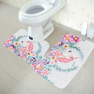 3Pcs Bath Mat Set Non Slip Pedestal Mat Toilet Bathroom Rug Memory Foam Design