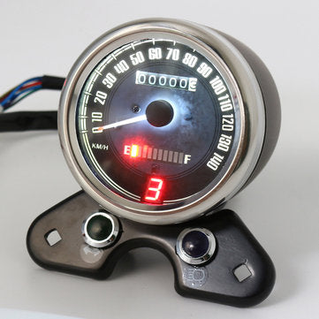 Motorcycle Odometer Speedometer LCD Digital Gauge W/ Light USB Charger Interface