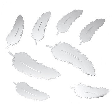 Silver Feather DIY 3D Mirror Wall Sticker Mural For Home And Bedroom Decoration