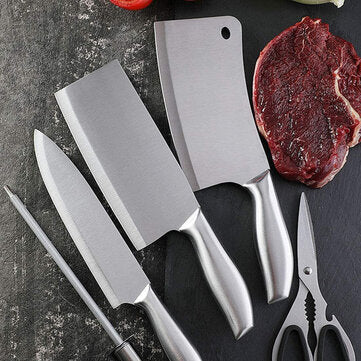 6Pcs Acrylic Stainless Steel Kitchen Knife Cleaver Sharpener Scissor Kitchen Tools Stand Set