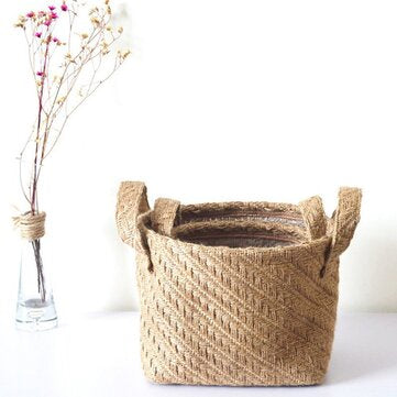 Woven/Blended Hemp Fabric Storage Baskets Cubes Collapsible Large Cap... (TYPE: WOVENHEMP | SIZE: L)