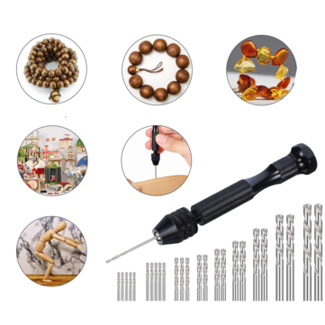 Drillpro 36 Pieces Hand Drill Set Include Pin Vise Hand Drill Mini Drills and 0.5-3.0mm HSS Drills a