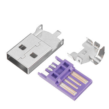10PCS USB 2.0 AM Male Connector 4Pin Welding Wire Three-Piece Set 5A High Current Fast Charge Length