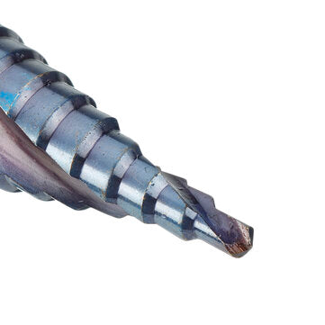 Drillpro 3Pcs 1/4 Inch Hex Shank HSS Blue-plated Step Drill Bit Set Spiral Groove Hole Cutter Tools