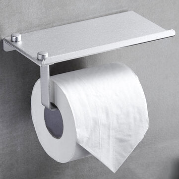 Aluminum Toilet Paper Punch Free Holder With Phone Shelf Wall Mounted Bathroom Accessories Tissues R