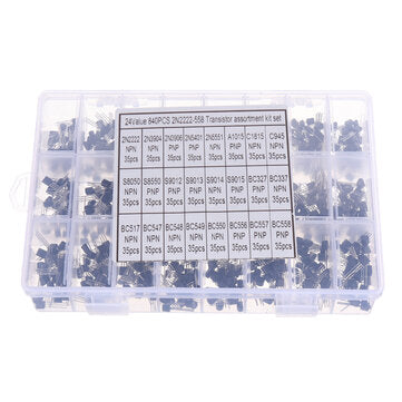 Aemedy 840pcs 24Values TO-92 Transistor Assortment Kit BC327 BC337 BC547 transistor 2N2222 3904 39