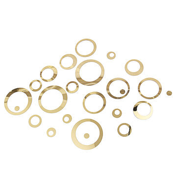 3D Mirror Acrylic Wall Stickers Circle Ring Gold Decal Modern Home DIY Decoration