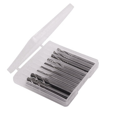 Drillpro 12Pcs Carbide Milling Cutter CNC Milling Cutter Single/Double Flute Tool For Nylon Resin AB