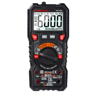 HABOTEST NCV Handheld Digital Multimeter LCD Backlight Portable AC/DC Ammeter Vol... (MODEL: HT118D)