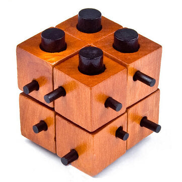 Wood Kong Ming Lock Brain Development Educational Puzzle Game 8 Blocks Magic Box Wooden Toys for Adu